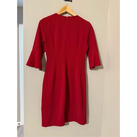 Banana Republic Size 4 Flutter Sleeve Ponte Sheath Dress Red Cocktail Party - Picture 4 of 6
